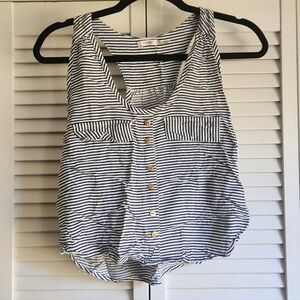 Poetry Navy and White Striped Top